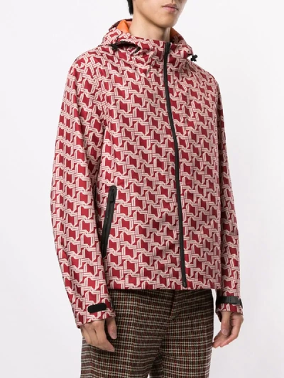 Shop Bally Patterned Hooded Jacket In Red