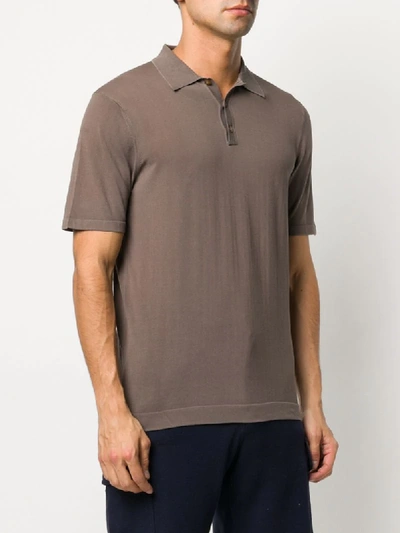 Shop Altea Plain Short-sleeved Polo Shirt In Brown