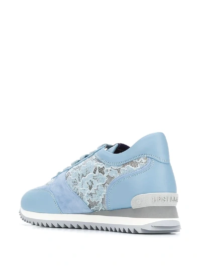Shop Le Silla Floral Lace Panel Sneakers In Blue