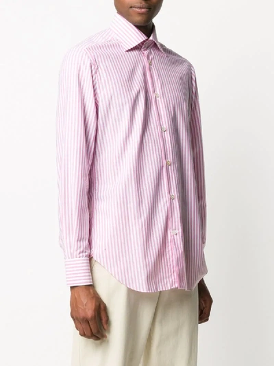 Shop Kiton Striped Long-sleeve Shirt In Pink