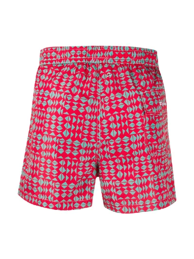 Shop Kiton Geometric-print Swim Shorts In Red