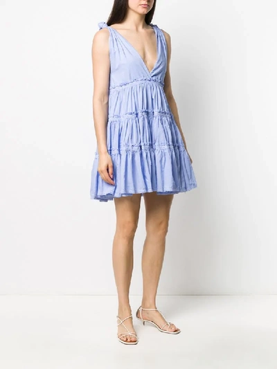 Shop Alessia Santi Ruffle-trim V-neck Dress In Blue