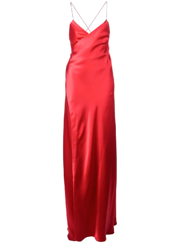 michelle mason strappy wrap gown