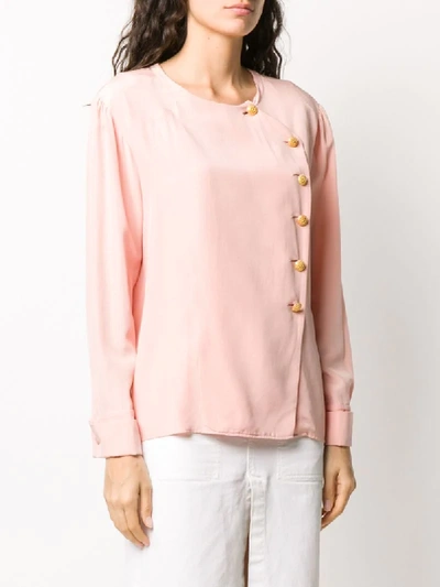 Pre-owned Saint Laurent 1990s Off-centre Buttoned Blouse In Pink