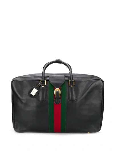 Pre-owned Gucci 1960s Sylvie Web Travel Bag In Black
