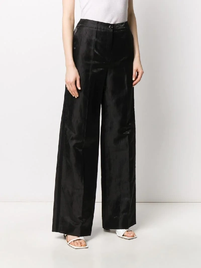Pre-owned Chanel 1990s Metallic Effect Wide-legged Trousers In Black