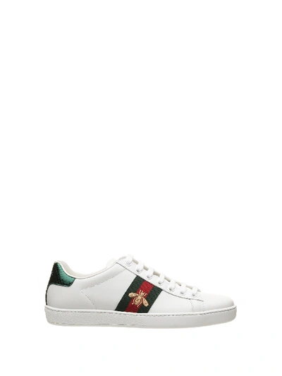 Shop Gucci Ace Sneaker With Bee Embroidery In Bianco