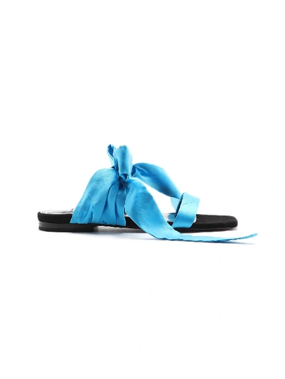 Shop Attico Flat Sandal In Turquoise