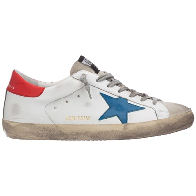Shop Golden Goose Superstar Sneakers In White - Blu - Star Red