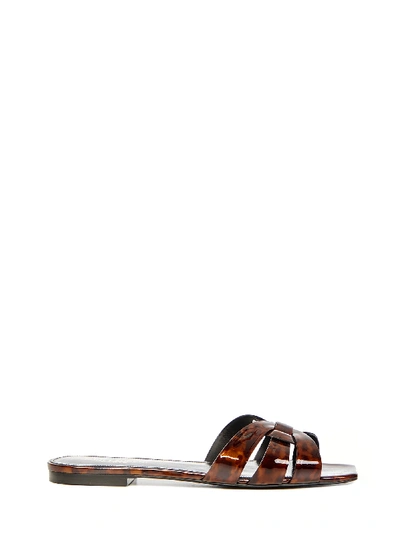 Shop Saint Laurent Tribute Sandals In Brown