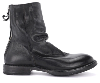 Shop Moma Black Leather Ankle Boot In Nero