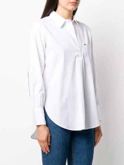 Shop Tommy Hilfiger Signature Tape Back Girlfriend Shirt In White