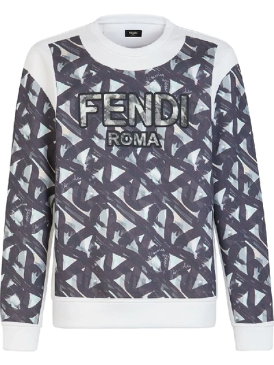 Shop Fendi Botanical Print Sweatshirt In Black