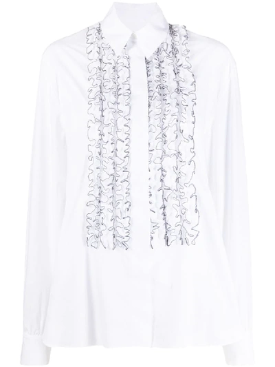 Shop Alexandre Vauthier Ruffle Trim Shirt In White