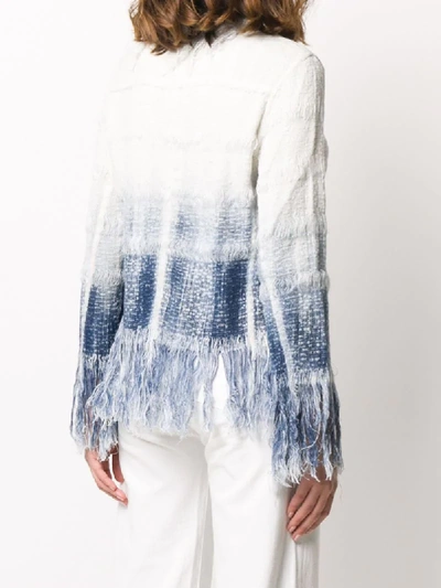 Shop Avant Toi Fringed Ombre Jacket In Blue