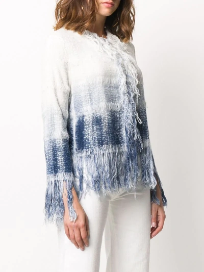 Shop Avant Toi Fringed Ombre Jacket In Blue