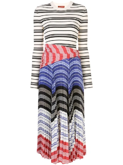 Shop Altuzarra Striped Pleated Dress In White