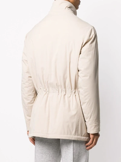 Shop Brunello Cucinelli Hooded Mid-length Parka In Neutrals
