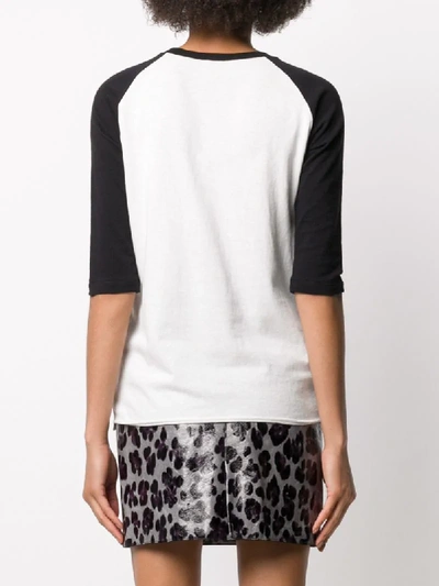 Shop Saint Laurent Graphic-print Raglan Sleeve Top In White