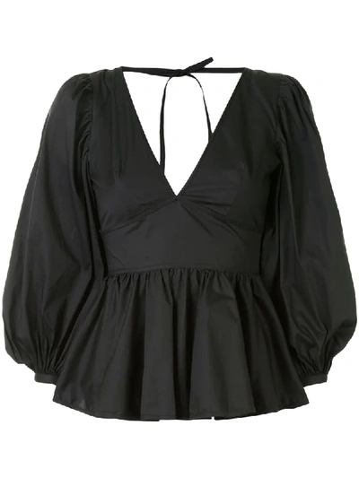 Shop Staud V-neck Peplum Blouse In Black