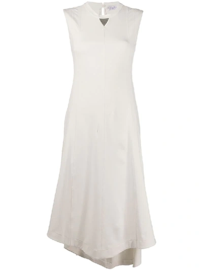 Shop Brunello Cucinelli Flared Midi Dress In White