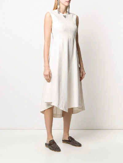 Shop Brunello Cucinelli Flared Midi Dress In White