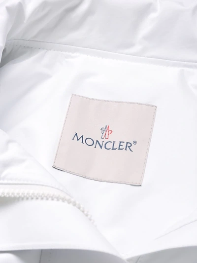 Shop Moncler Gathered Waist Hooded Raincoat In White