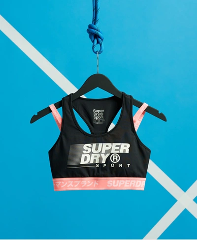 Shop Superdry Training Graphic Sports Bra In Cream