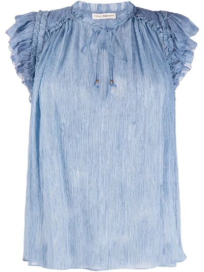 Shop Ulla Johnson Clea Crinkled Blouse In Blue