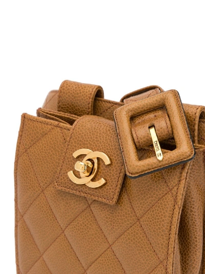 Pre-owned Chanel 1992 Quilted Cc Belt Bag In Brown