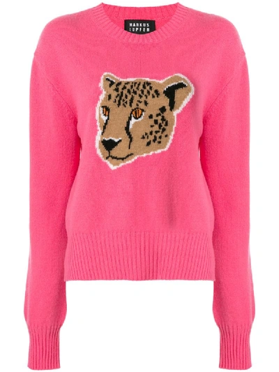 Shop Markus Lupfer Megan Leopard Intarsia Jumper In Pink