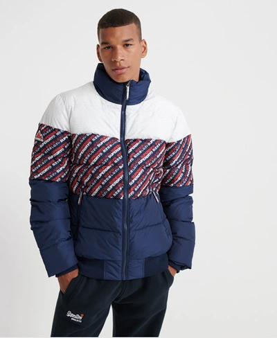 Shop Superdry Track Sports Puffer Jacket In Navy