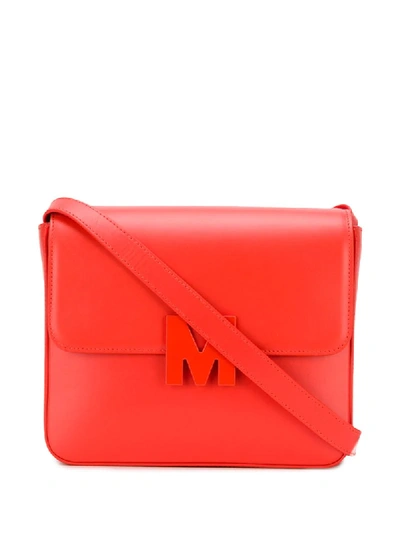 Shop Msgm M Logo Shoulder Bag In Orange