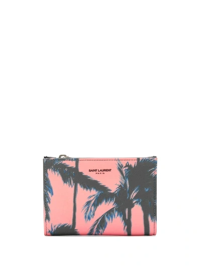 Shop Saint Laurent Palm Tree Wallet In Pink