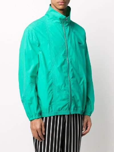 Shop Kenzo Colourblock Zipped Jacket In Green