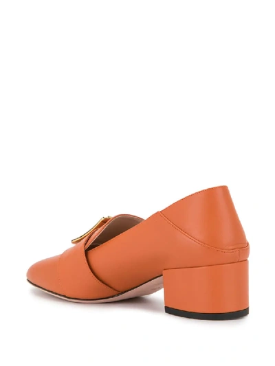Shop Bally 40mm Square Toe Buckled Pumps In Orange
