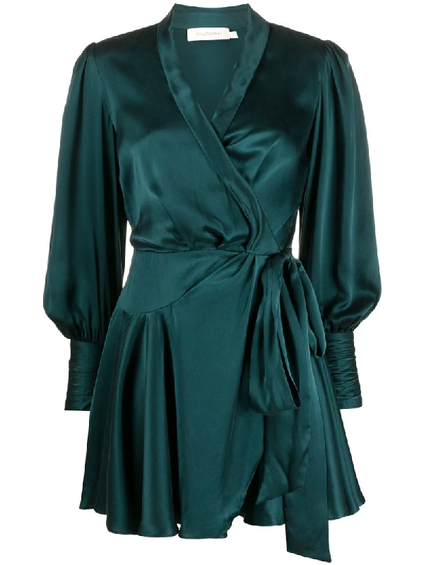 green silk mini dress