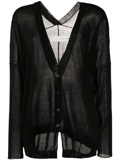 Shop Isabel Benenato Sheer Fine Knit Cardigan In Black