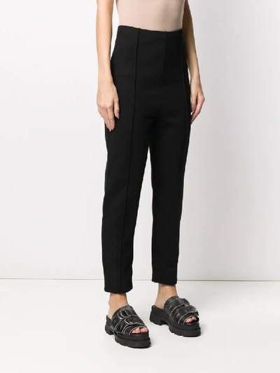 Shop Y-3 High-rise Slim-fit Trousers In Black