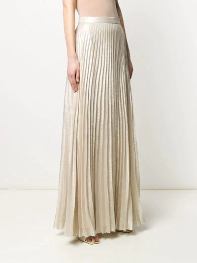 Shop Max Mara Pleated Lamé Long Skirt In Gold