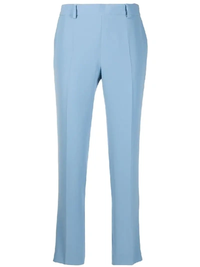 Shop Alberto Biani Mid-rise Tapered Trousers In Blue