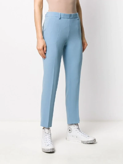 Shop Alberto Biani Mid-rise Tapered Trousers In Blue