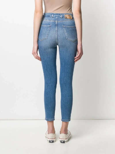 Shop Pinko Mid Rise Belted Skinny Jeans In Blue