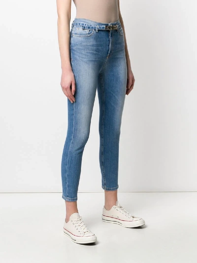 Shop Pinko Mid Rise Belted Skinny Jeans In Blue