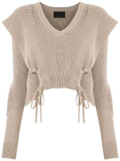 Shop Andrea Bogosian Roxan Cropped Lace-up Jumper In Neutrals