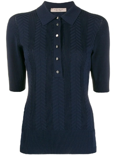 Shop D-exterior Knitted Polo Shirt In Blue