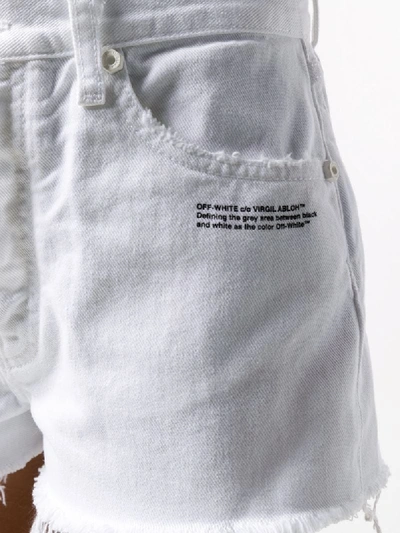 Shop Off-white Frayed Short Denim Shorts In White