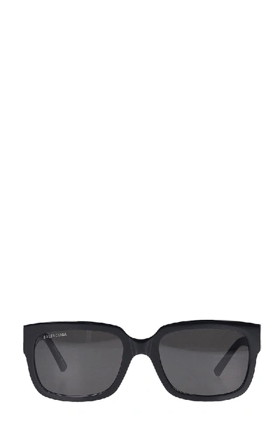 Shop Balenciaga Flat D Frame Sunglasses In Black Pvc