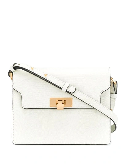 Lizard Embossed Leather Vintage Brick Shoulder Bag In White