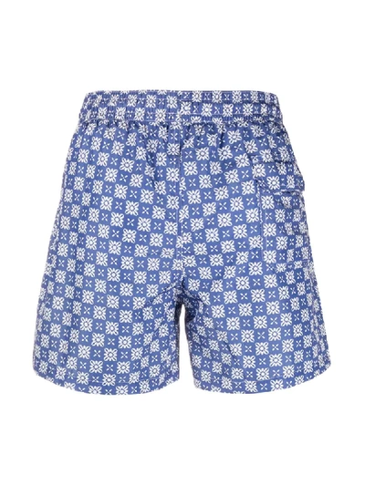 Shop Borrelli Drawstring Printed Shorts In Blue